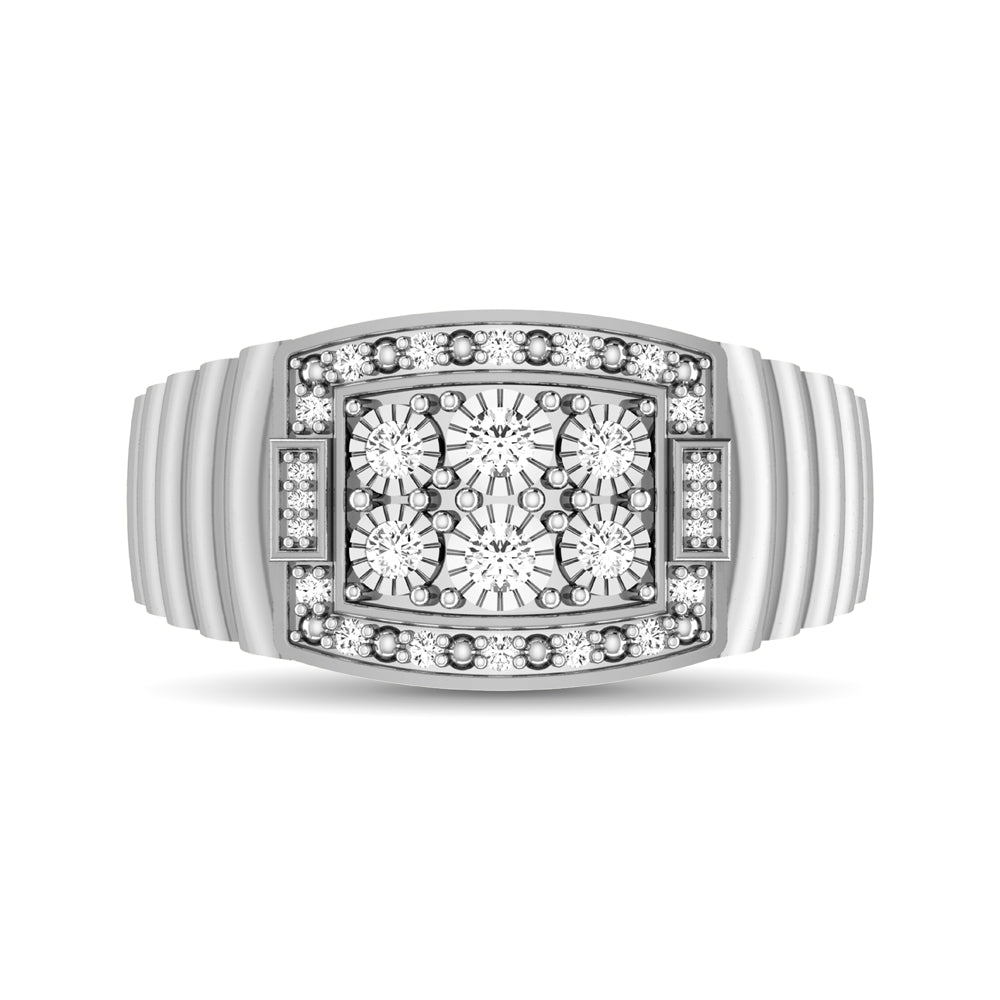 10K White Gold 1/4 Ct.Tw. Diamond Illusion Men&apos;s Fashion Ring