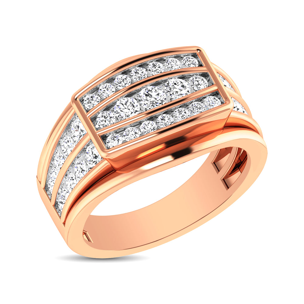 10K Rose Gold 1 1/2 Ct.Tw. Diamond Men&apos;s Fashion Ring