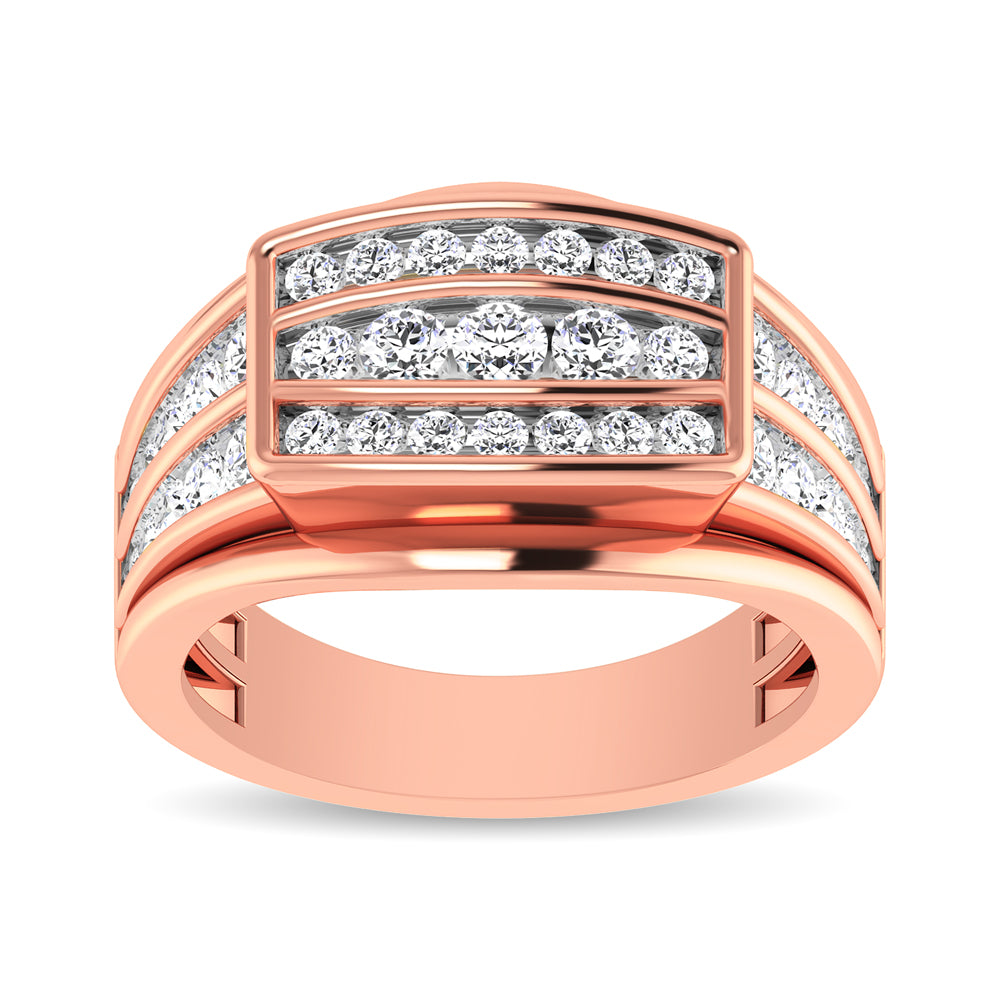 10K Rose Gold 1 1/2 Ct.Tw. Diamond Men&apos;s Fashion Ring