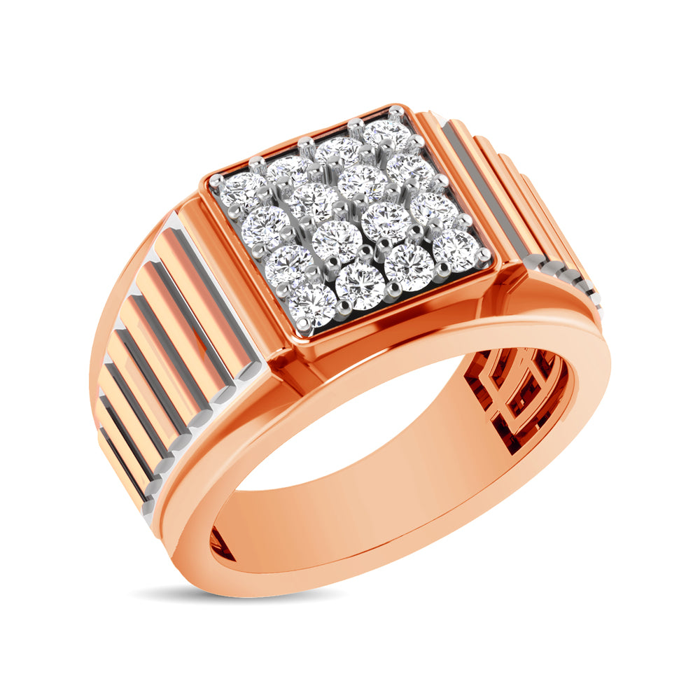 10K Rose Gold 1 Ct.Tw. Diamond Men&apos;s Fashion Ring