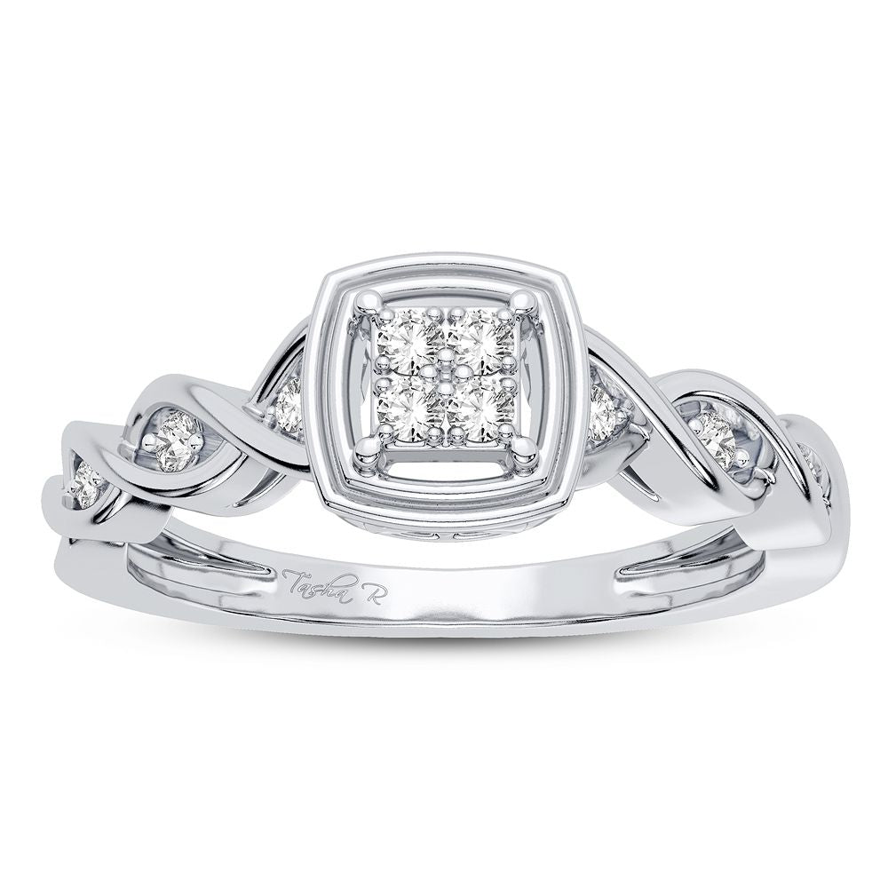 10K White Gold Beautiful 0.13Ct Diamond Ring