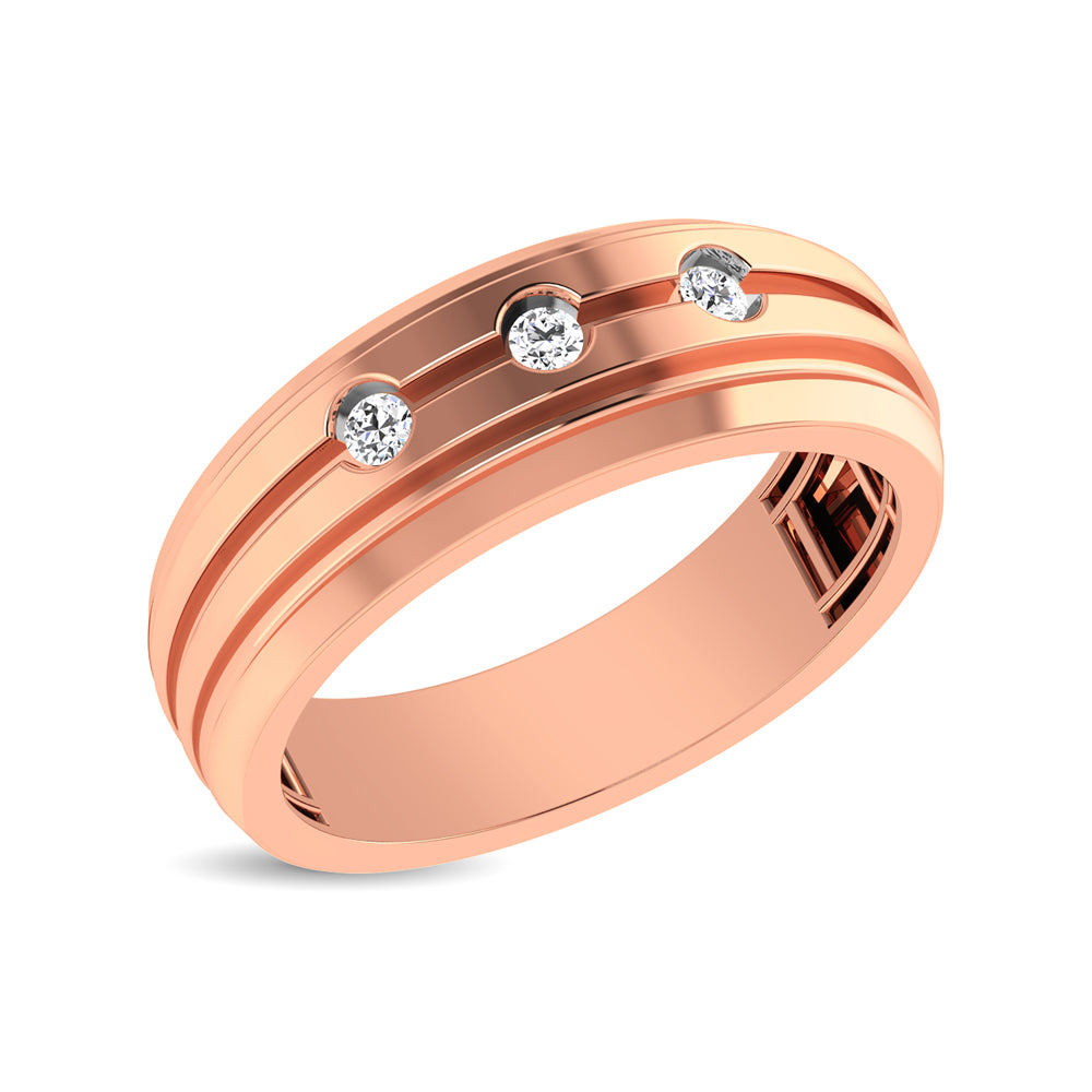 10K Rose Gold 1/10 Ctw Round Cut Diamond Mens Band