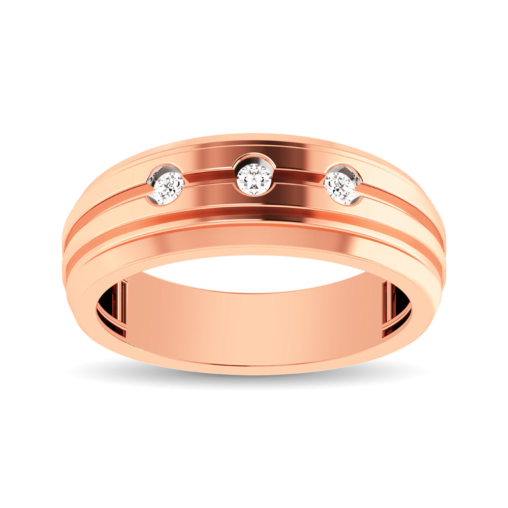 10K Rose Gold 1/10 Ctw Round Cut Diamond Mens Band