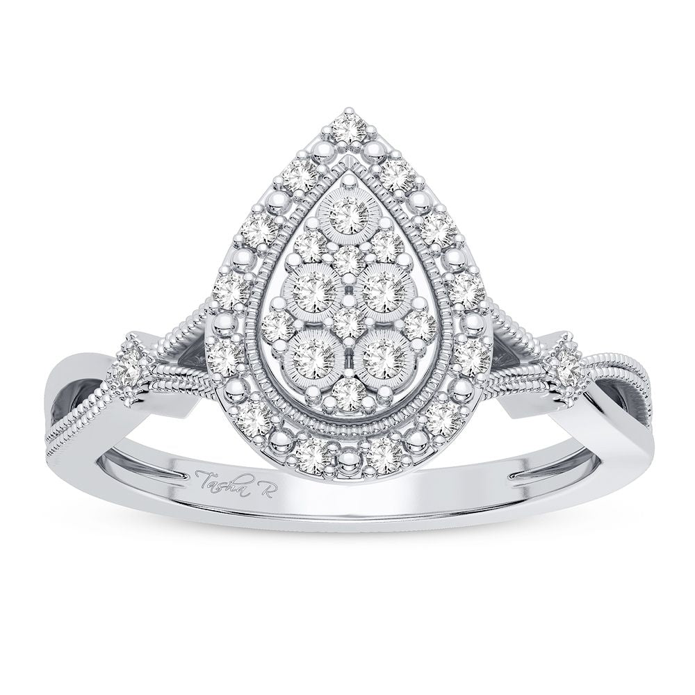 10K White Gold Exquisite 0.13Ct Diamond Ring