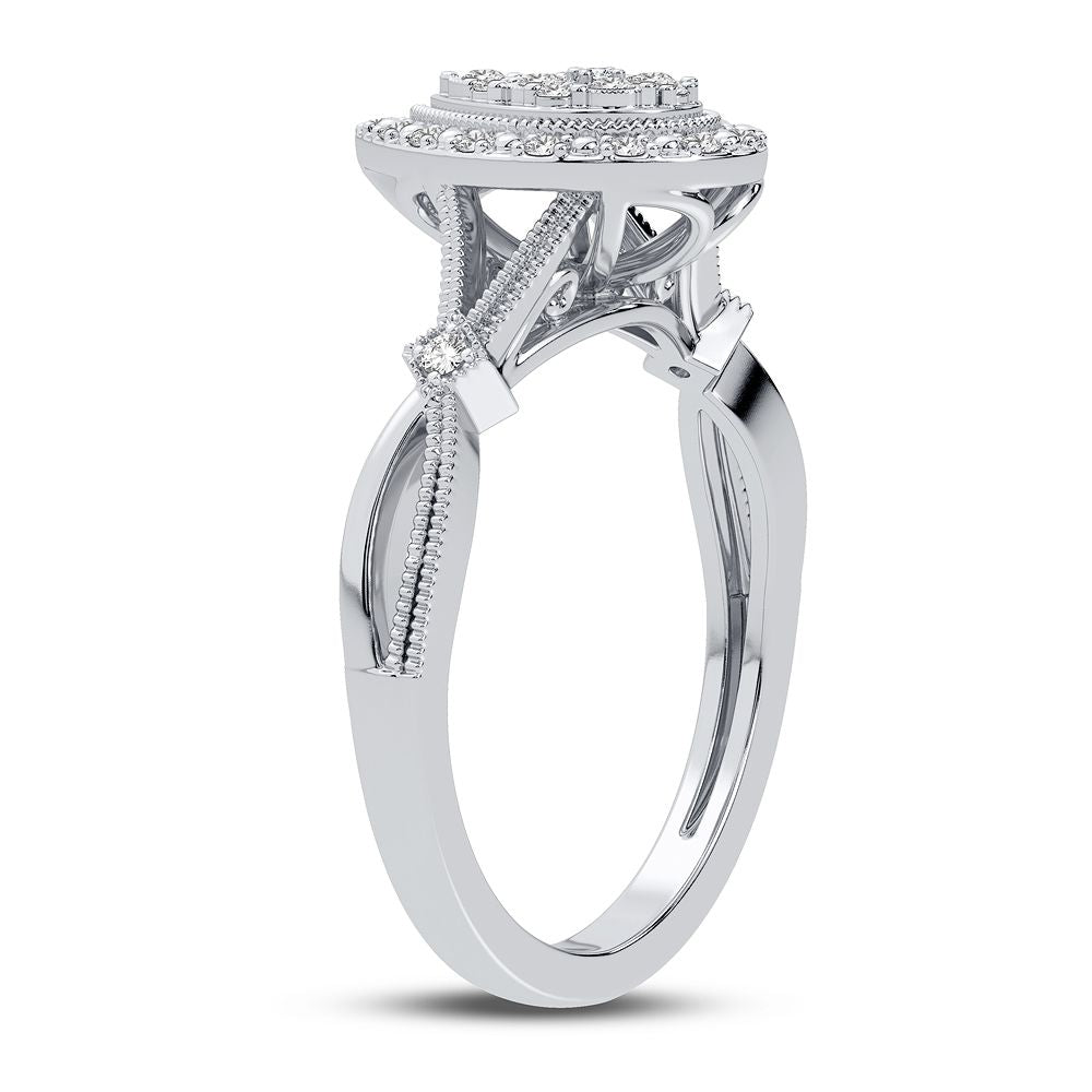 10K White Gold Exquisite 0.13Ct Diamond Ring