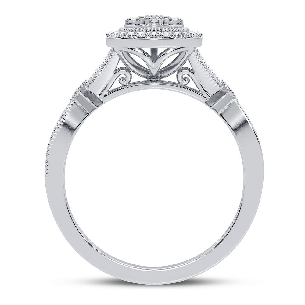 10K White Gold Exquisite 0.13Ct Diamond Ring