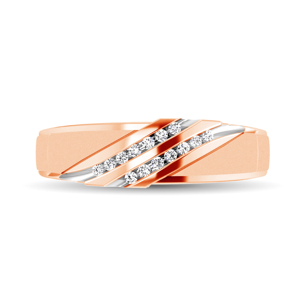 Diamond Accent 1/10 Ctw Ladies  Slant Wedding Band in 10K Rose Gold