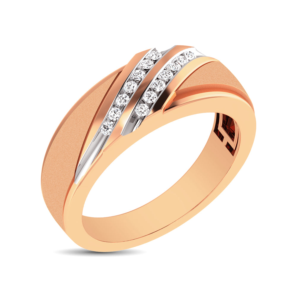 Diamond Accent 1/5 Ctw Men&apos;s  Slant Wedding Band in 10K Rose Gold