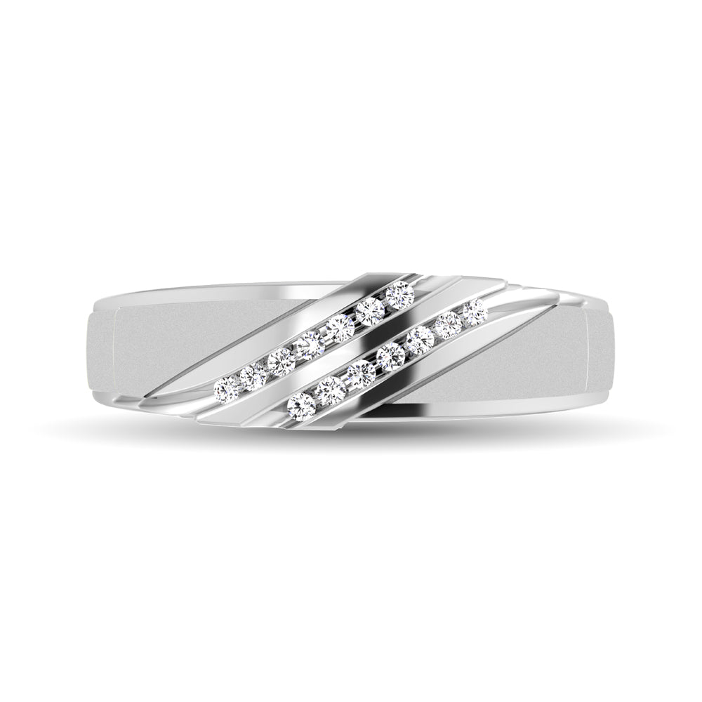 Diamond Accent 1/10 Ctw Ladies  Slant Wedding Band in 10K White Gold