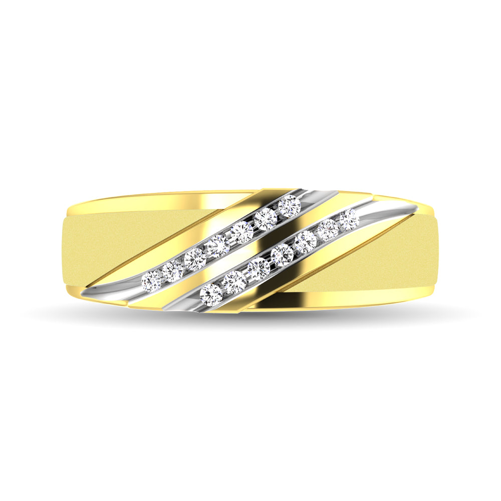 Diamond Accent 1/5 Ctw Men&apos;s  Slant Wedding Band in 10K Yellow Gold