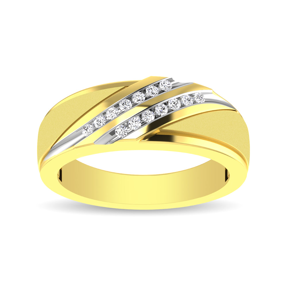 Diamond Accent 1/5 Ctw Men&apos;s  Slant Wedding Band in 10K Yellow Gold