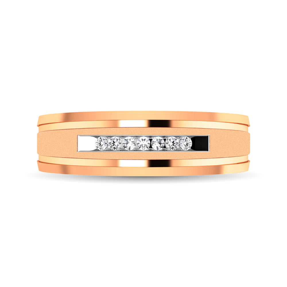 10K Rose Gold 1/10 Ct.Tw. Diamond Comfort Fit Mens Band