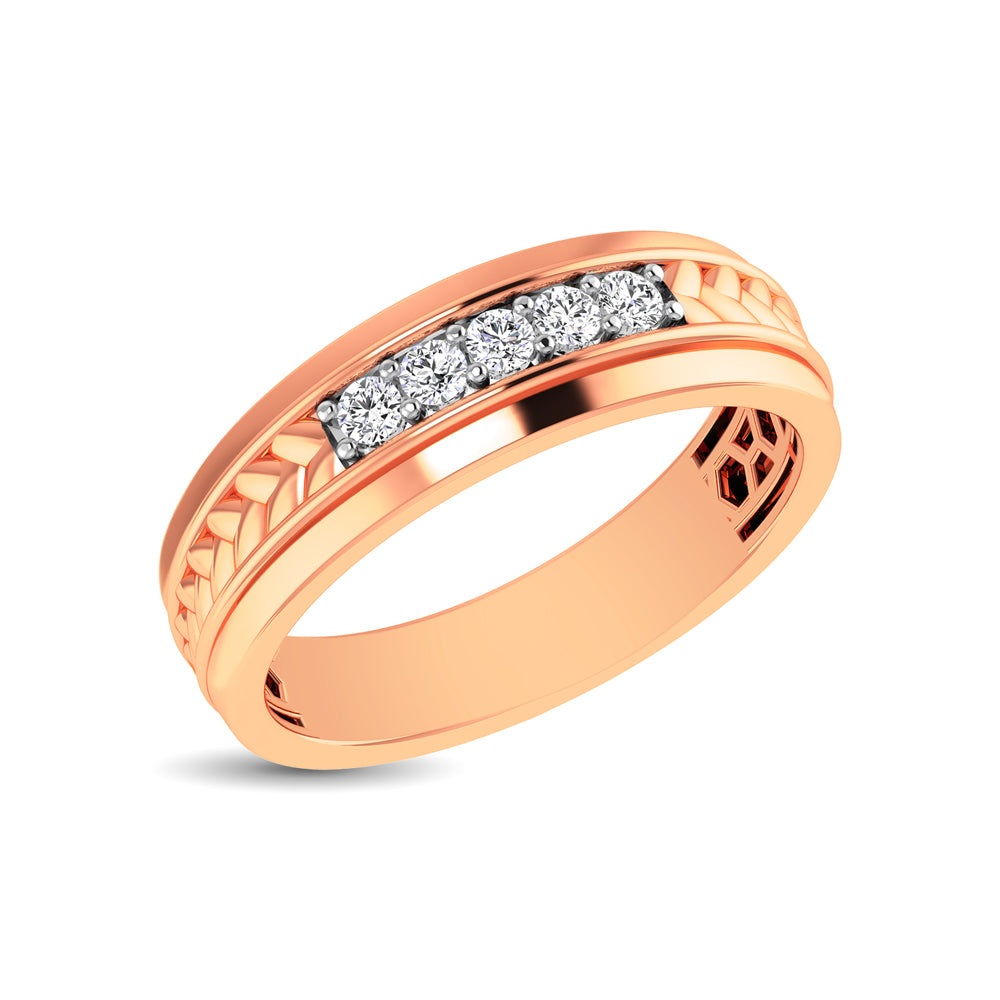 10K Rose Gold 1/4 Ct.Tw. Diamond Five Stone Mens Band