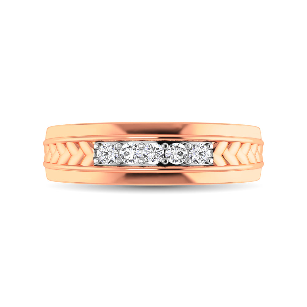 10K Rose Gold 1/4 Ct.Tw. Diamond Five Stone Mens Band