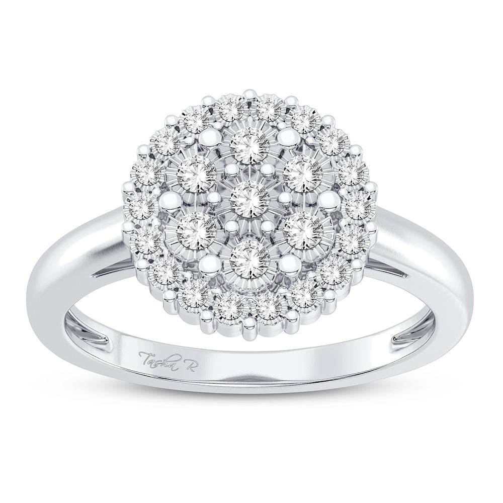 10K White Gold Elegant 0.10Ct Diamond Ring