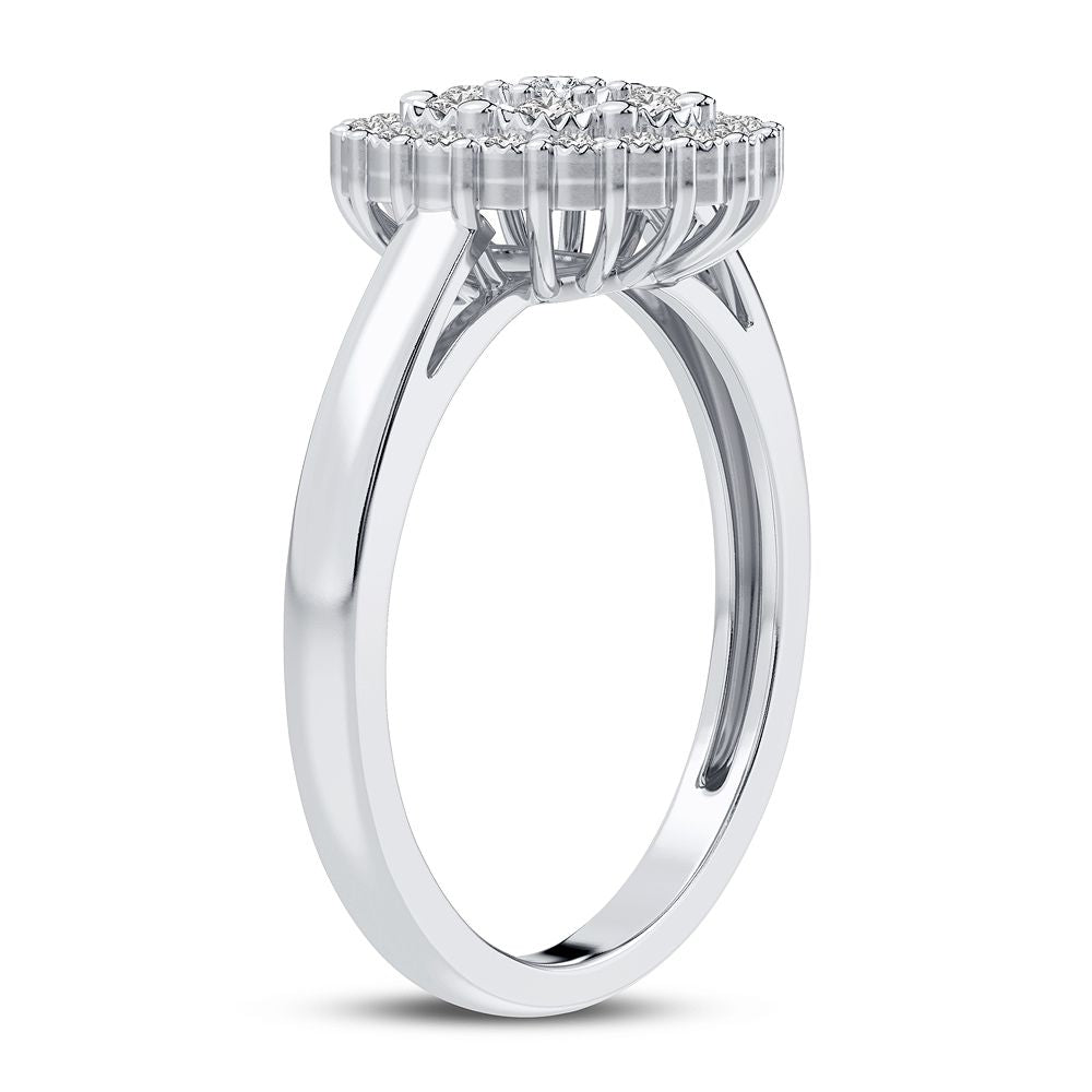 10K White Gold Elegant 0.10Ct Diamond Ring