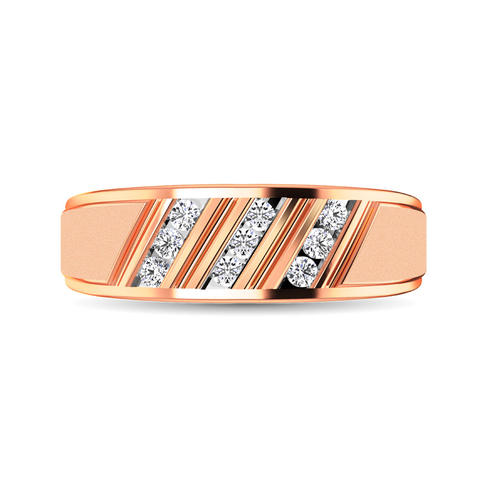 10K Rose Gold 1/4 Ct.Tw. Diamond Mens Band