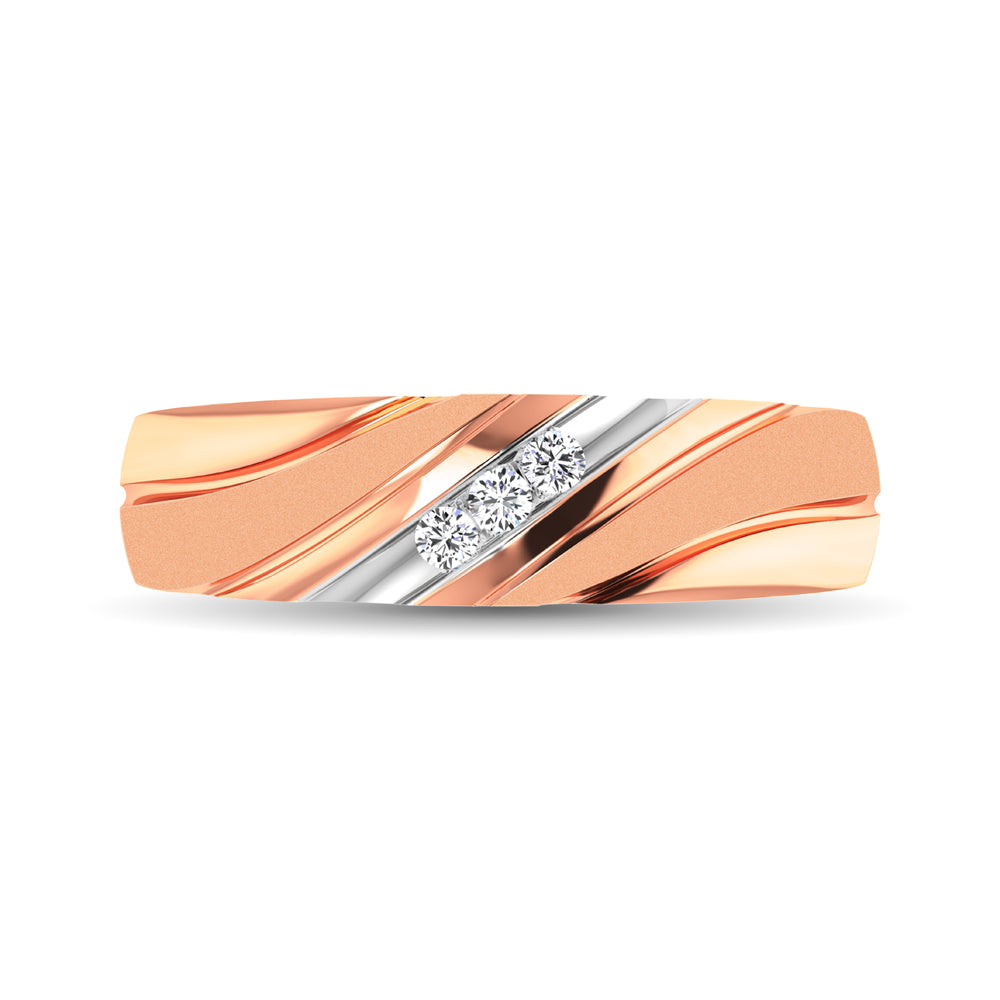 Men&apos;s 1/10 Ctw. Diamond Slant Ring in 10K Rose Gold