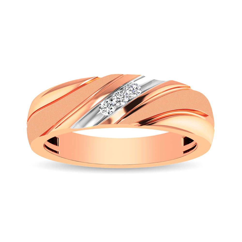 Men&apos;s 1/10 Ctw. Diamond Slant Ring in 10K Rose Gold