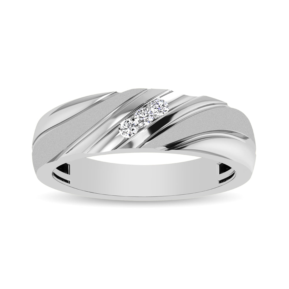 Men&apos;s 1/10 Ctw. Diamond Slant Ring in 10K White Gold