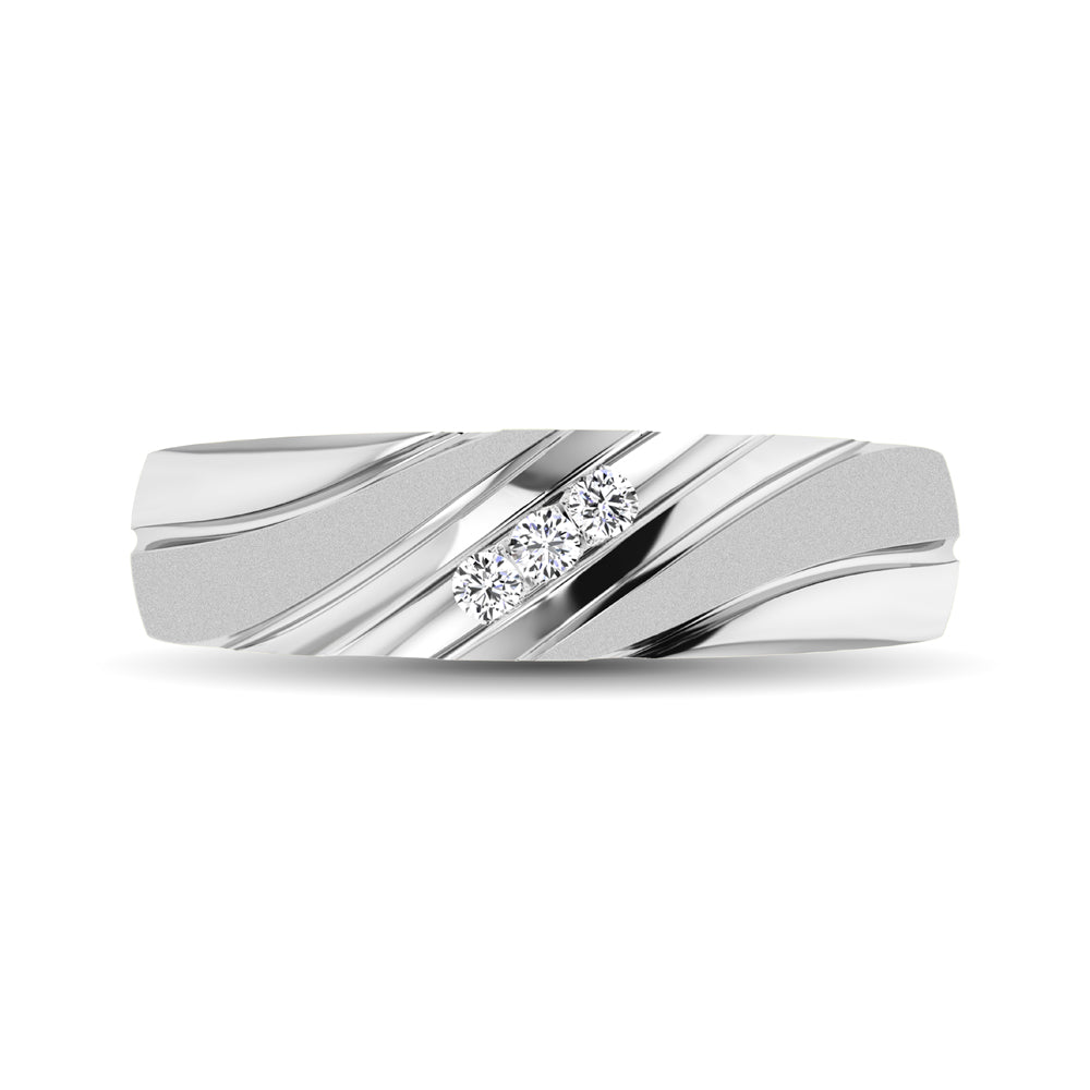 Men&apos;s 1/10 Ctw. Diamond Slant Ring in 10K White Gold