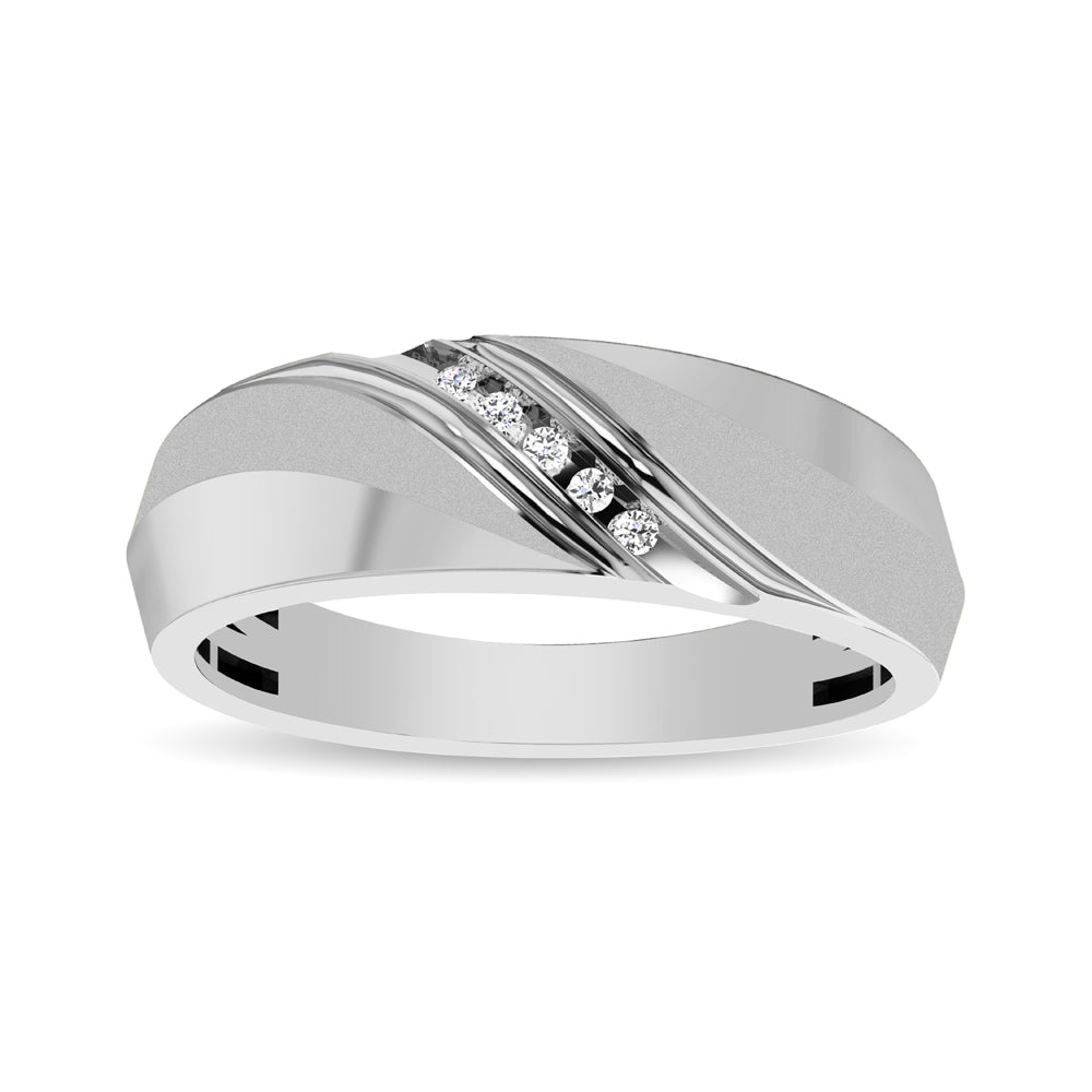 Men&apos;s 1/20 Ctw. Diamond Slant Ring in 10K White Gold