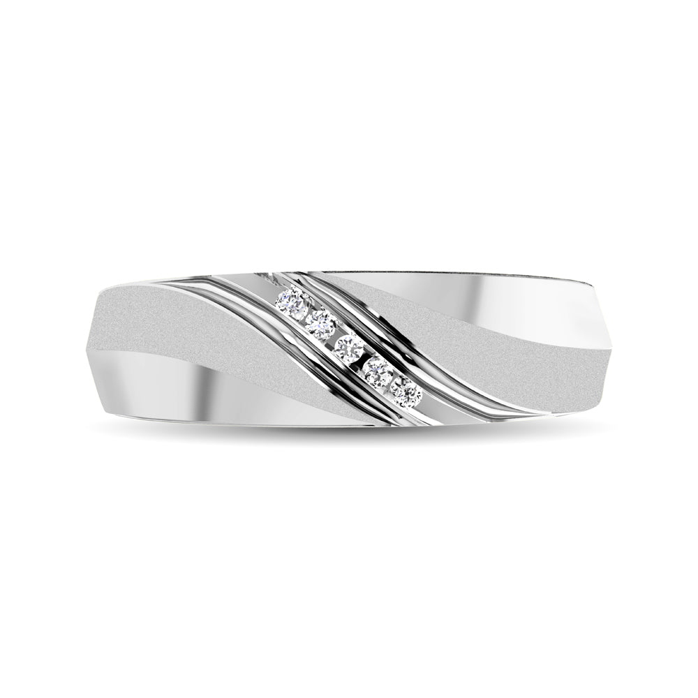 Men&apos;s 1/20 Ctw. Diamond Slant Ring in 10K White Gold