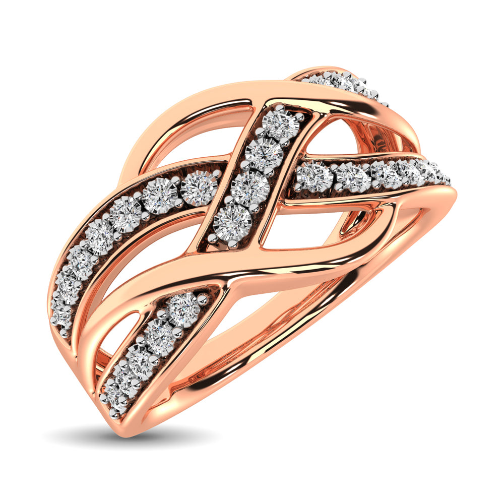 10K Rose Gold 1/20 Ct.Tw. Diamond Criss Cross Ring