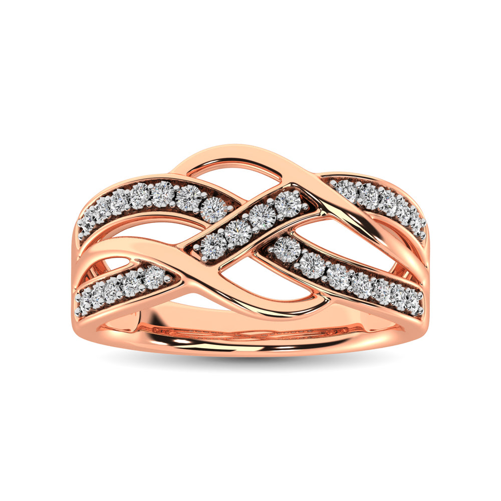 10K Rose Gold 1/20 Ct.Tw. Diamond Criss Cross Ring