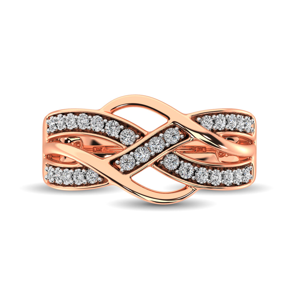 10K Rose Gold 1/20 Ct.Tw. Diamond Criss Cross Ring