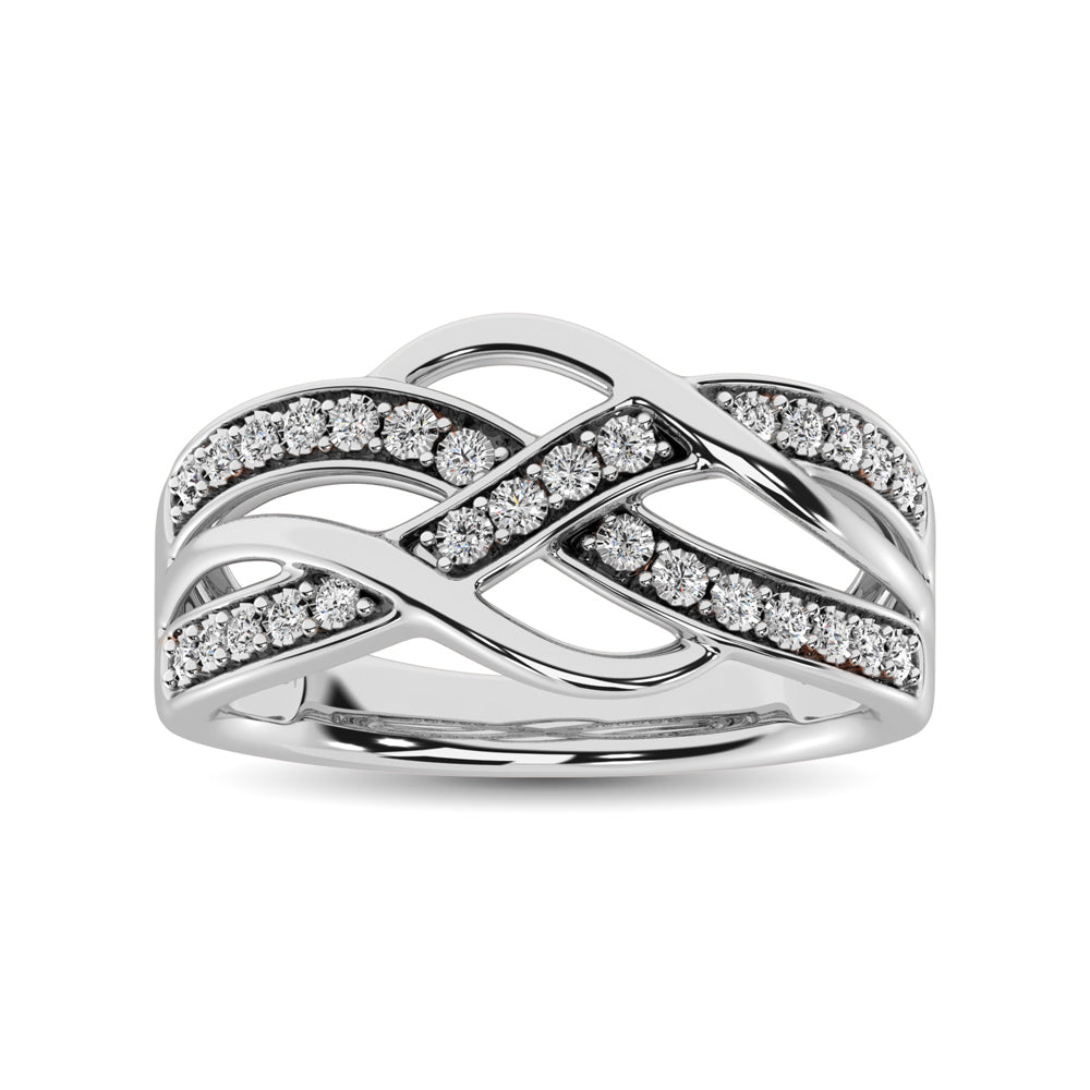 10K White Gold 1/20 Ct.Tw. Diamond Criss Cross Ring