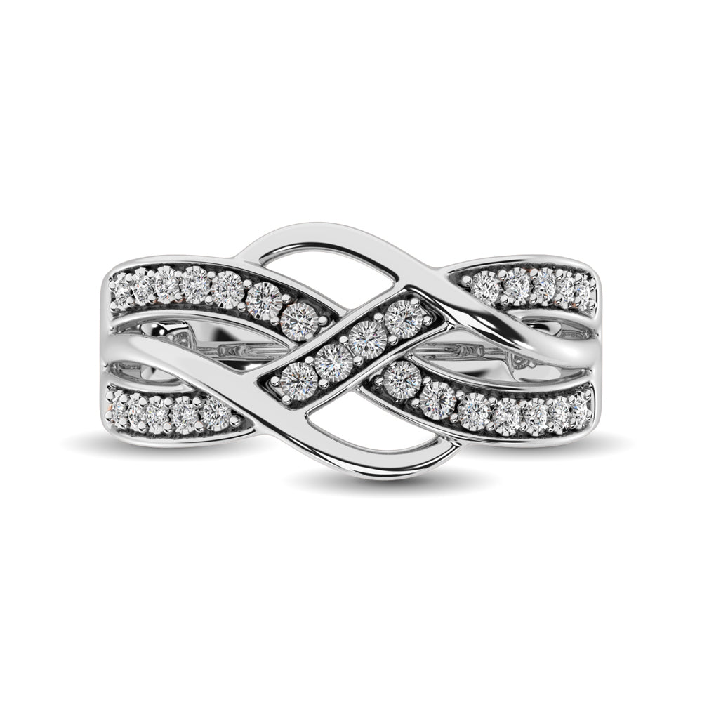 10K White Gold 1/20 Ct.Tw. Diamond Criss Cross Ring