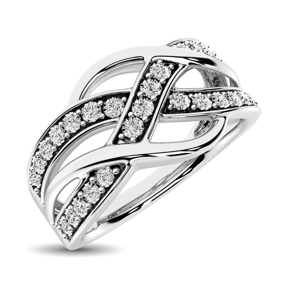 10K White Gold 1/20 Ct.Tw. Diamond Criss Cross Ring