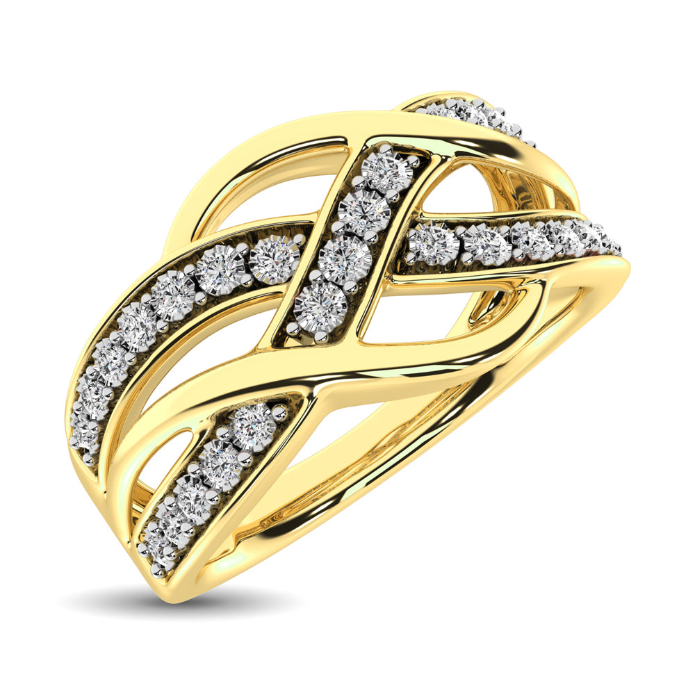 10K Yellow Gold 1/20 Ct.Tw. Diamond Criss Cross Ring