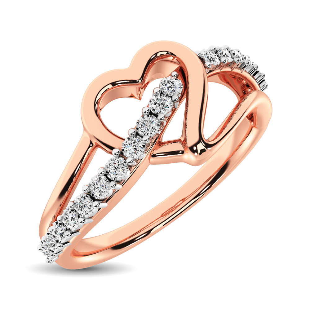 10K Rose Gold 1/20 Ct.Tw. Diamond Heart Ring