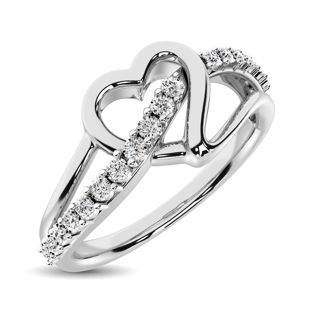 10K White Gold 1/20 Ct.Tw. Diamond Heart Ring