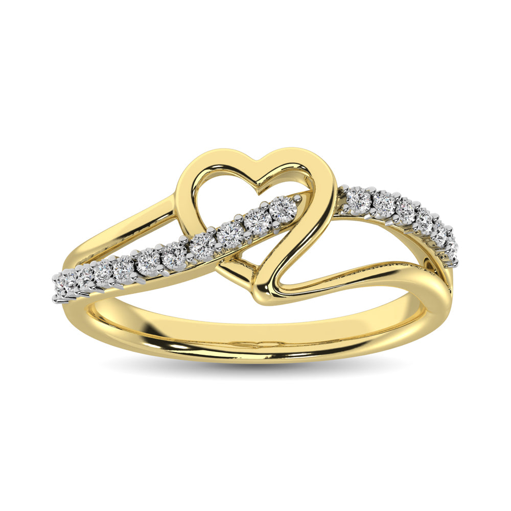 10K Yellow Gold 1/20 Ct.Tw. Diamond Heart Ring