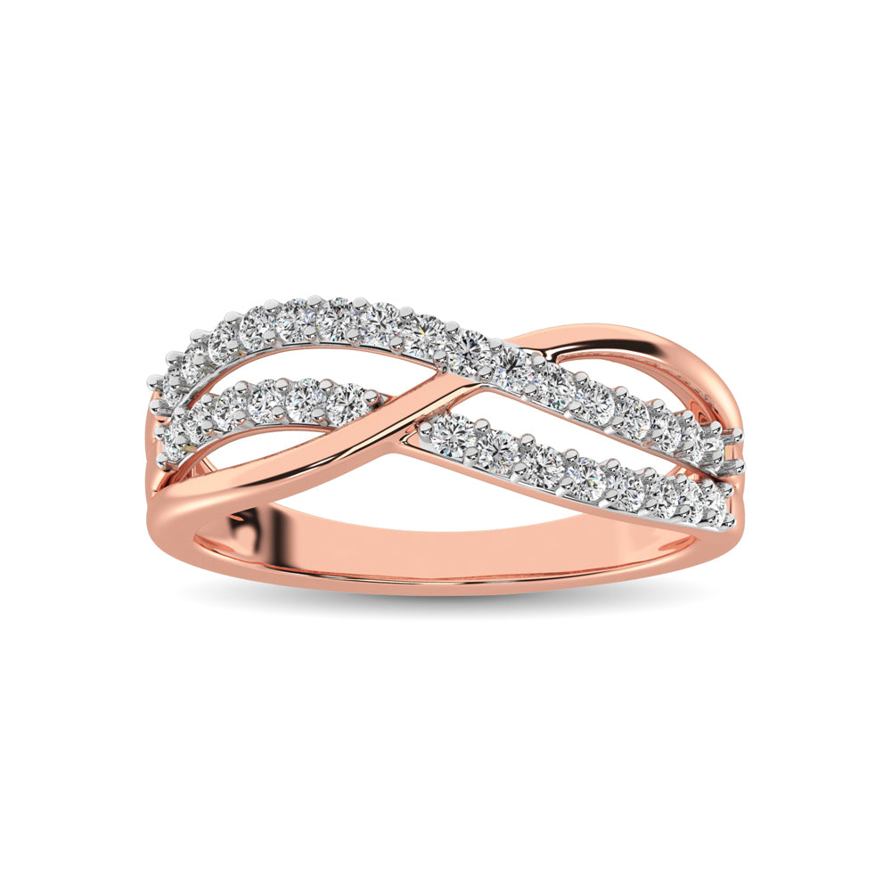 10K Rose Gold 1/10 Ct.Tw. Diamond Criss Cross Ring