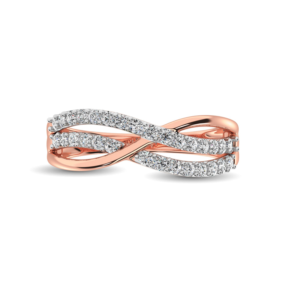 10K Rose Gold 1/10 Ct.Tw. Diamond Criss Cross Ring