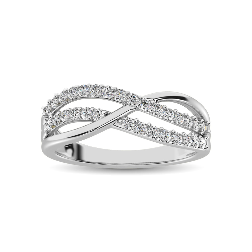 10K White Gold 1/10 Ct.Tw. Diamond Criss Cross Ring