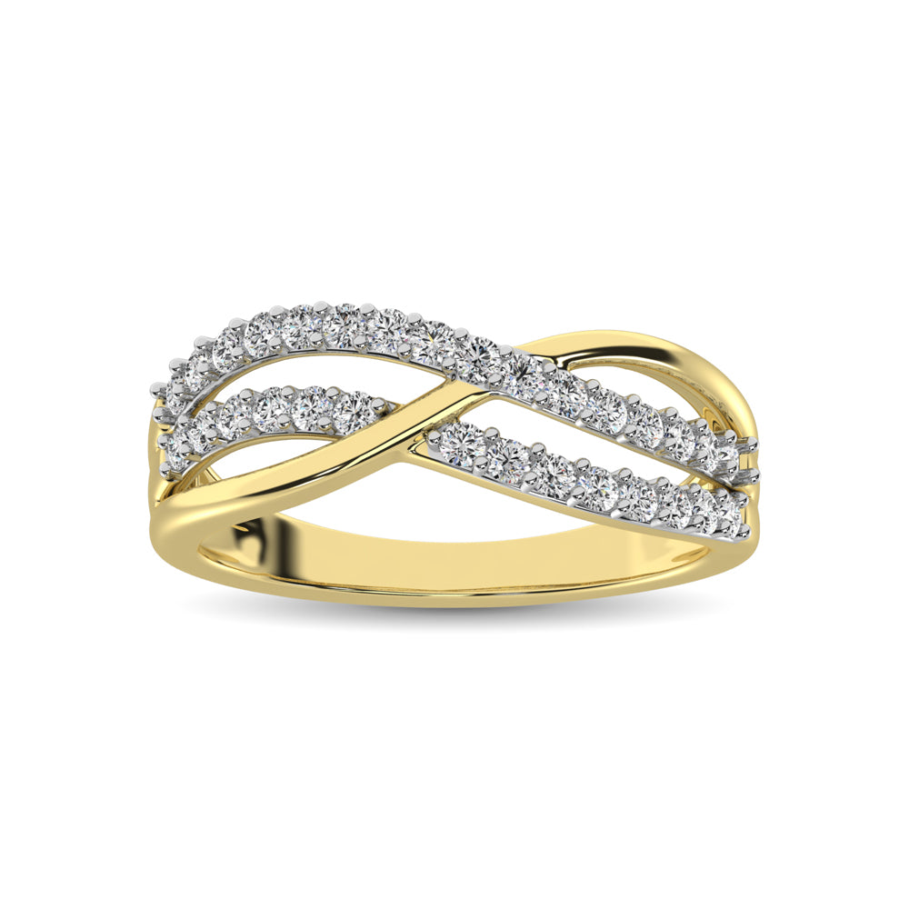 10K Yellow Gold 1/10 Ct.Tw. Diamond Criss Cross Ring