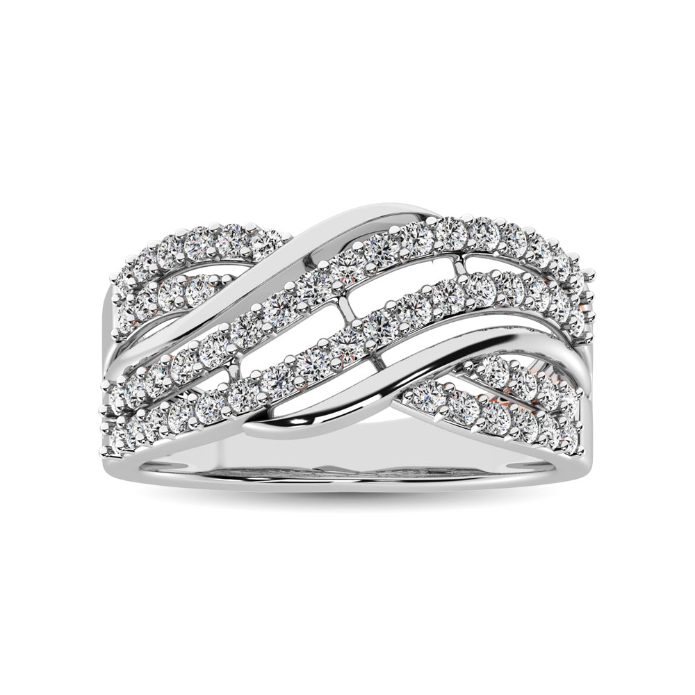 10K White Gold 1/6 Ct.Tw. Diamond Criss Cross Ring