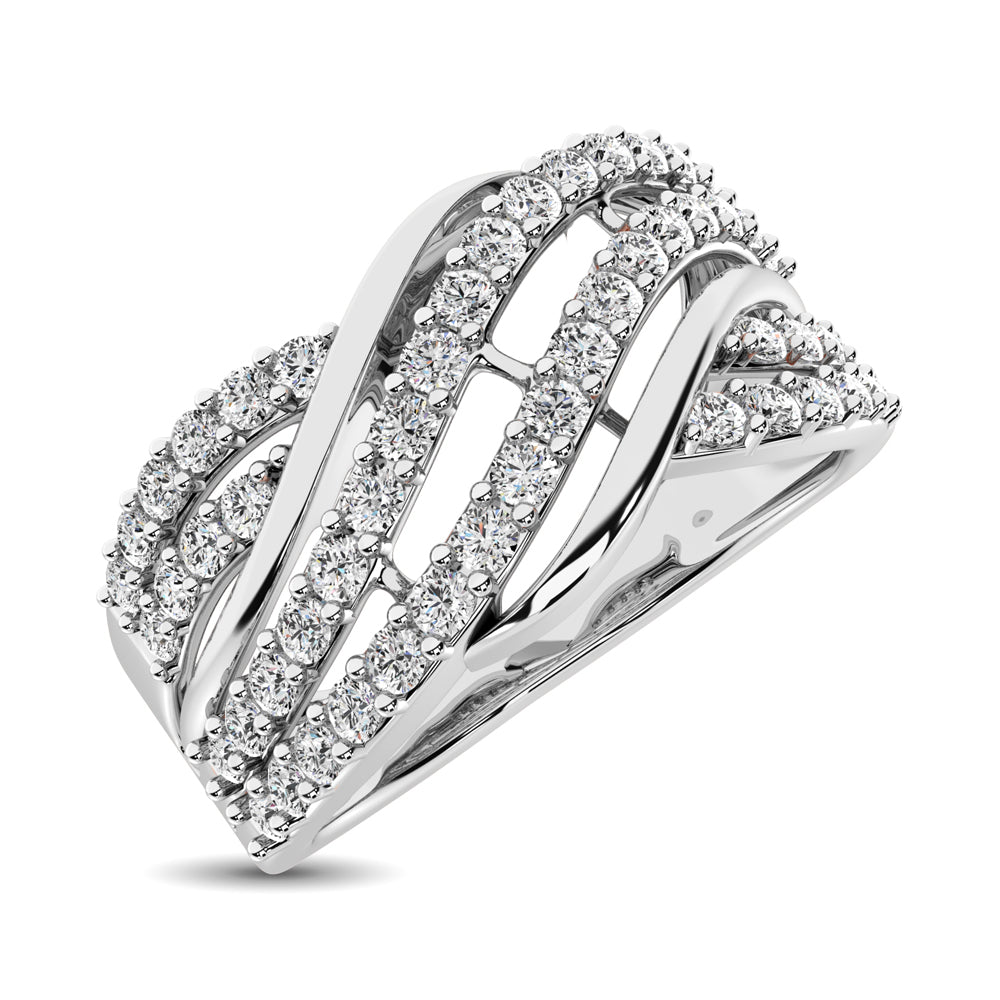 10K White Gold 1/6 Ct.Tw. Diamond Criss Cross Ring