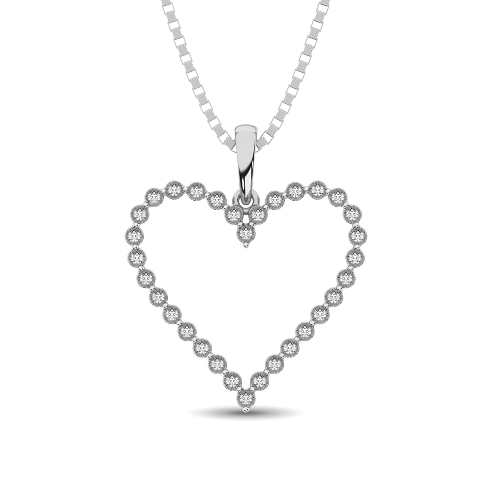 Sterling Silver 1/10 Ct.Tw. Diamond Heart Pendant