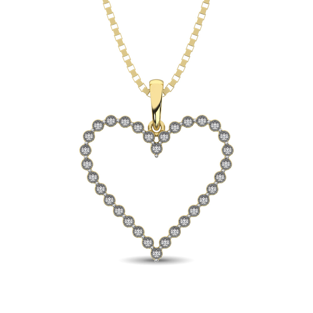 Sterling Silver Yellow Plating 1/10 Ct.Tw. Diamond Heart Pendant