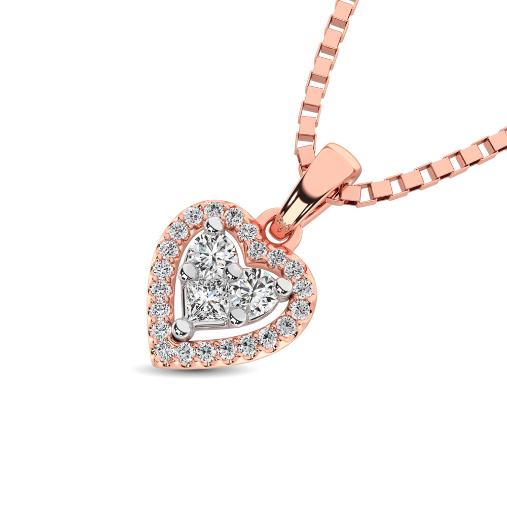 10K Rose Gold 1/6 Ct.Tw. Diamond Heart Pendant