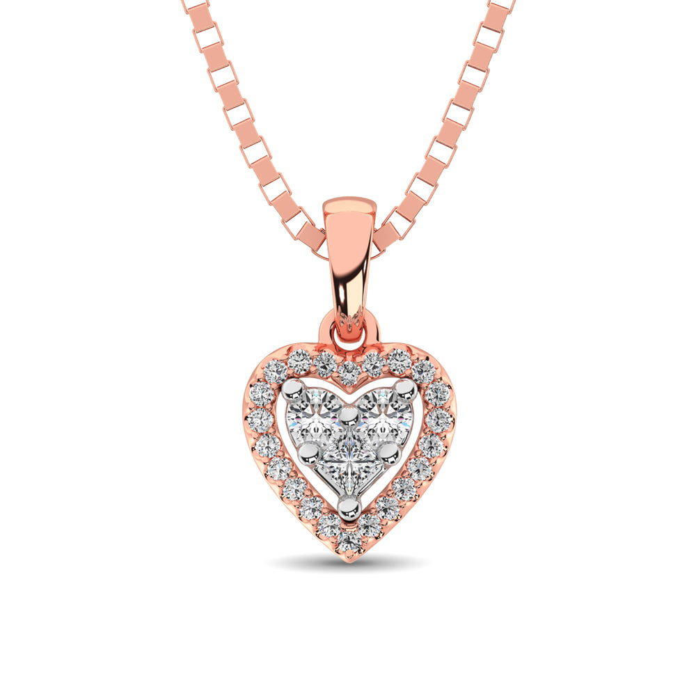 10K Rose Gold 1/6 Ct.Tw. Diamond Heart Pendant