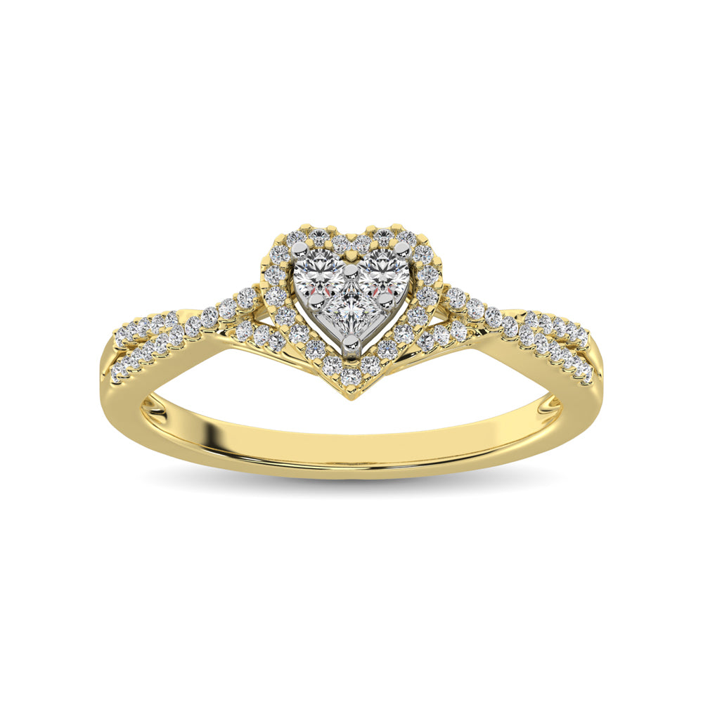 10K Yellow Gold 1/4 Ct.Tw. Diamond Heart Ring