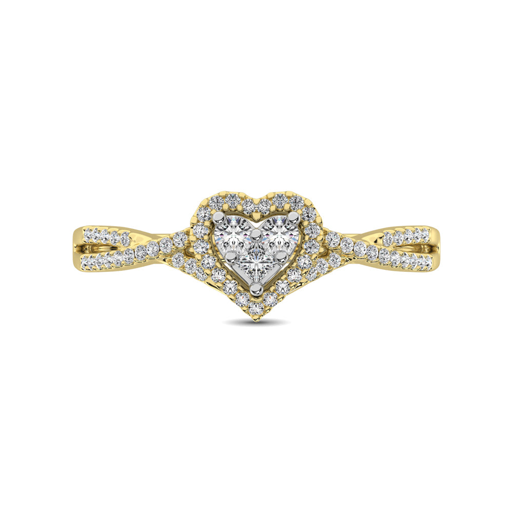 10K Yellow Gold 1/4 Ct.Tw. Diamond Heart Ring