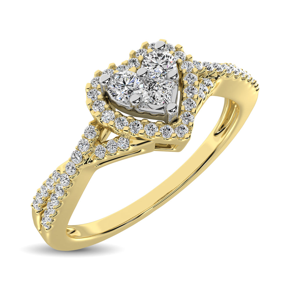 10K Yellow Gold 1/4 Ct.Tw. Diamond Heart Ring